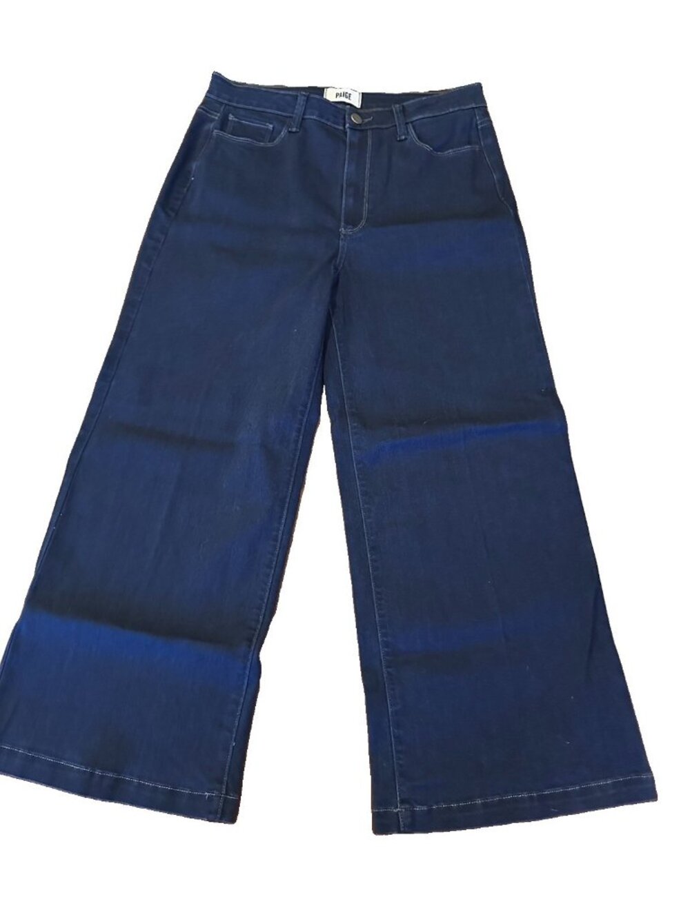PAIGE Genesee Crop High Rise Wide Leg Jeans Dark Wash Size 30 NWOT